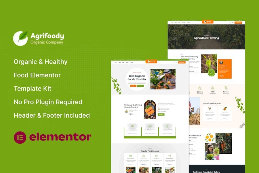 Agrifoody - Organic & Healthy Food Elementor Template Kit 1 Agrifoody - Organic & Healthy Food Elementor Template Kit