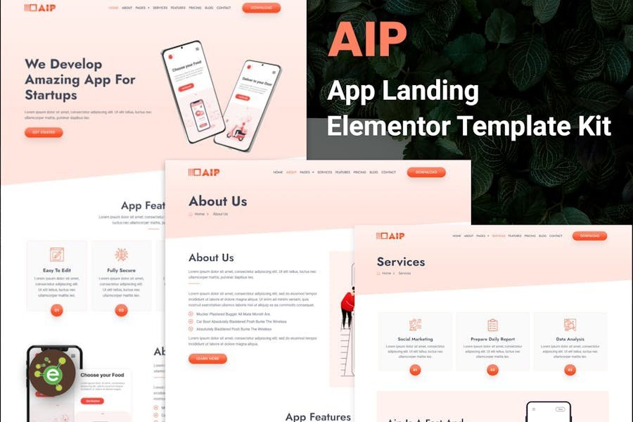 Aip - App Landing Elementor Template Kit 1 Aip - App Landing Elementor Template Kit