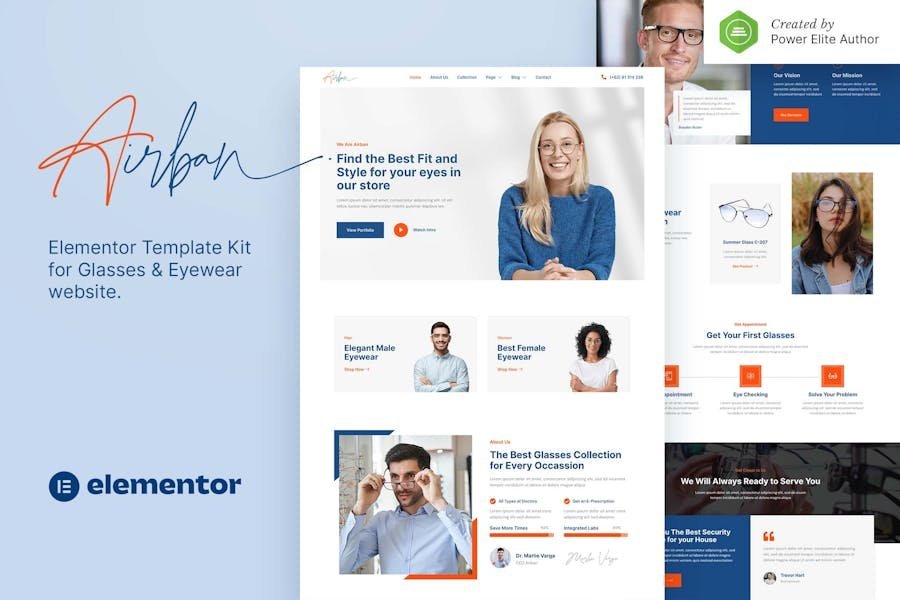 Airban – Glasses & Eyewear Elementor Template Kit 1 Airban – Glasses & Eyewear Elementor Template Kit