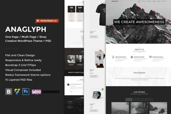 Anaglyph - One page  Multipage WordPress Theme