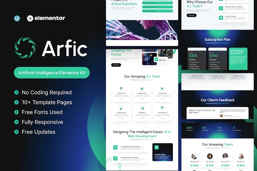 Arfic - Artificial Intelligence Elementor Pro Template Kit 1 Arfic - Artificial Intelligence Elementor Pro Template Kit