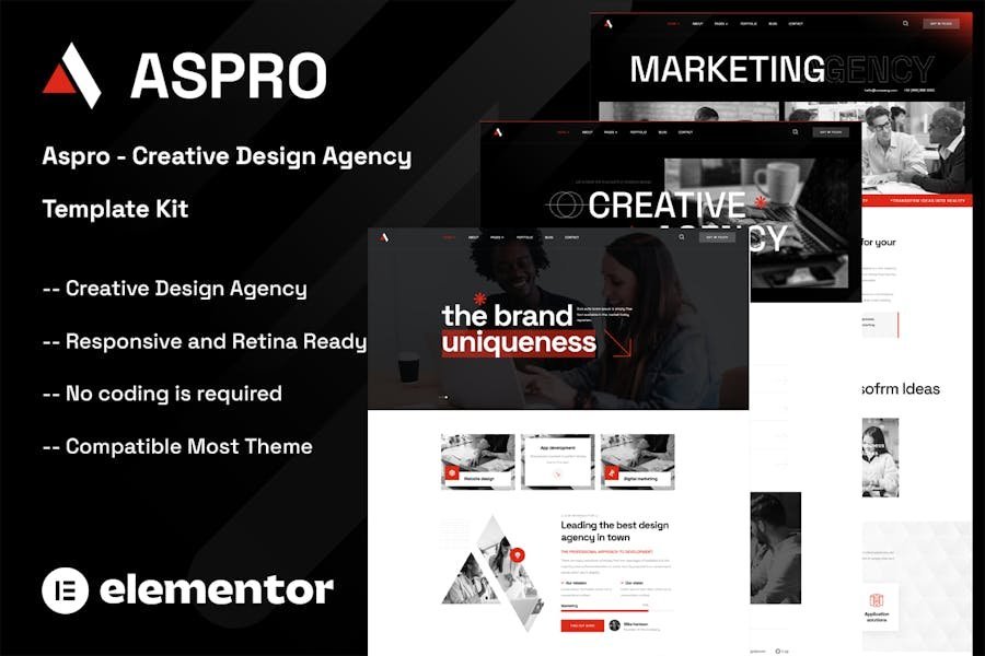 Aspro - Creative Design Agency Elementor Template Kit 1 Aspro - Creative Design Agency Elementor Template Kit