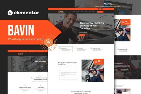 Bavin - Plumbing Service Company Elementor Template Kit