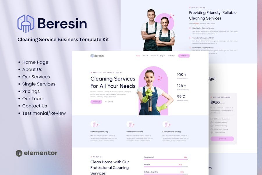 Beresin - Modern Cleaning Service Business Elementor Kit 1 Beresin - Modern Cleaning Service Business Elementor Kit
