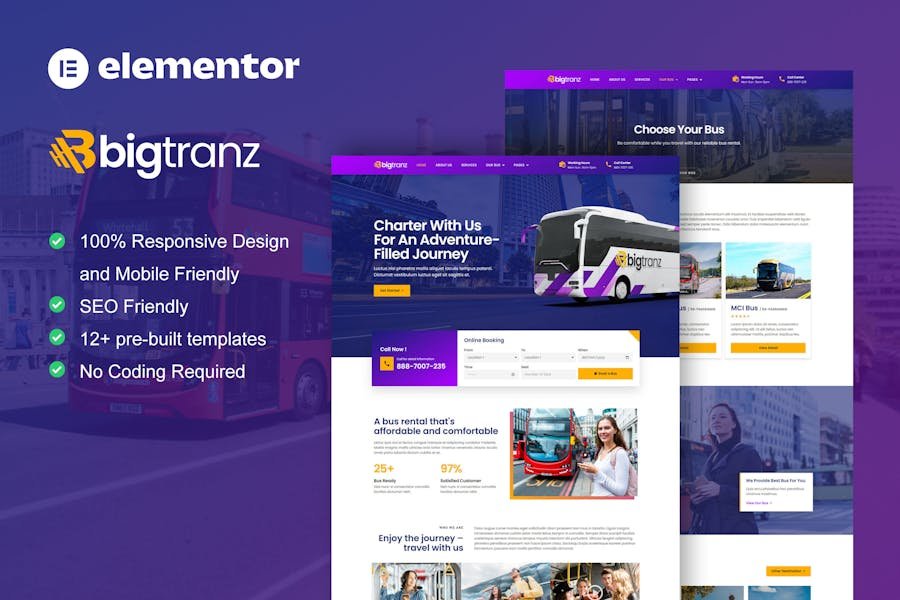 BigTranz - Bus Charter Service & Rental Elementor Template Kit 1 BigTranz - Bus Charter Service & Rental Elementor Template Kit