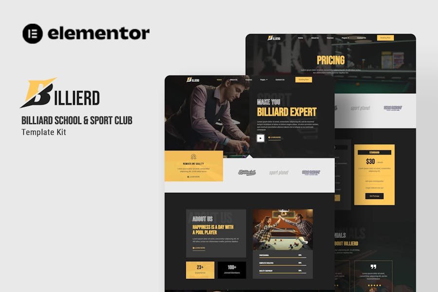Billierd - Billiard School & Sport Club Elementor Template Kit 1 Billierd - Billiard School & Sport Club Elementor Template Kit