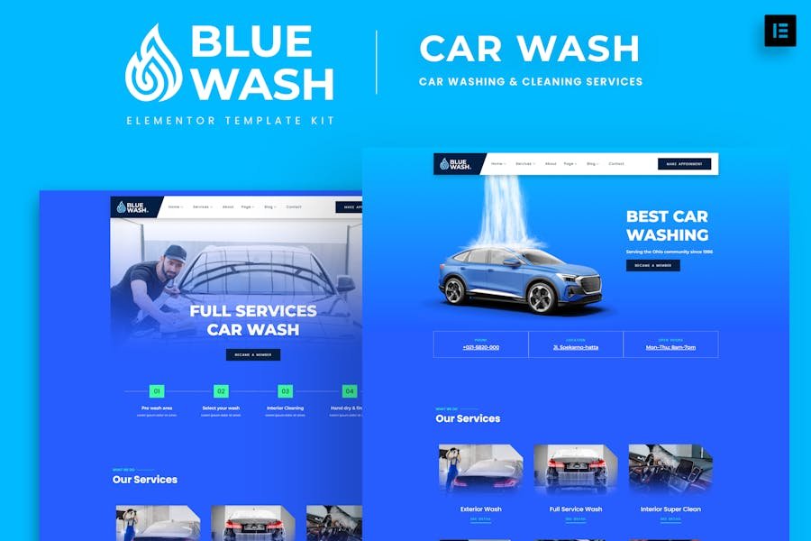 Bluewash - Car Washing & Cleaning Services Template Kit 1 Bluewash - Car Washing & Cleaning Services Template Kit
