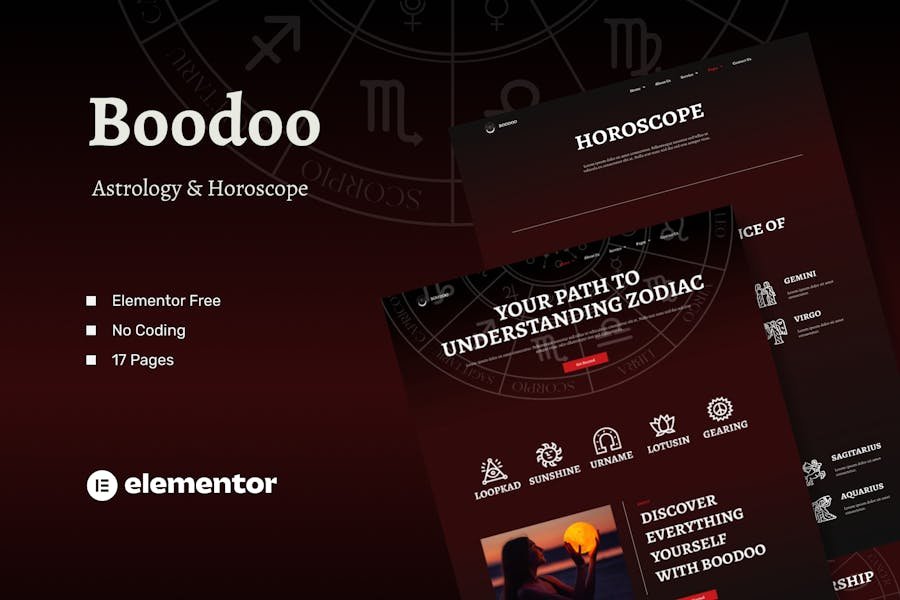 Boodoo - Astrology & Horoscope Elementor Template Kit 1 Boodoo - Astrology & Horoscope Elementor Template Kit