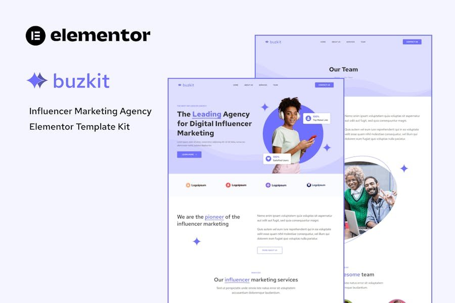 Buzkit - Influencer Marketing Agency Elementor Template Kit 1 Buzkit - Influencer Marketing Agency Elementor Template Kit