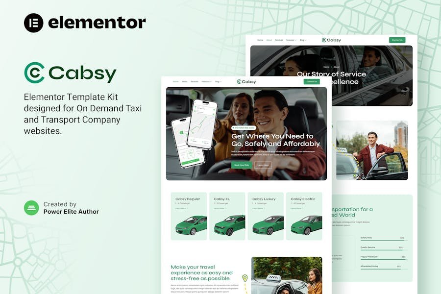 Cabsy - Transport Company & On Demand Taxi Elementor Template Kit 1 Cabsy - Transport Company & On Demand Taxi Elementor Template Kit