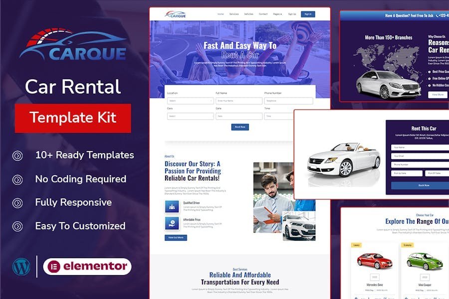 CarQue - Car Rental & Auto Services Elementor Template Kit 1 CarQue - Car Rental & Auto Services Elementor Template Kit