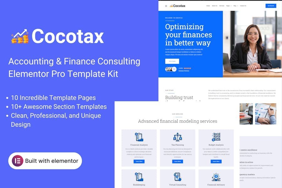 Cocotax - Accounting & Finance Consulting Elementor Template Kit 1 Cocotax - Accounting & Finance Consulting Elementor Template Kit