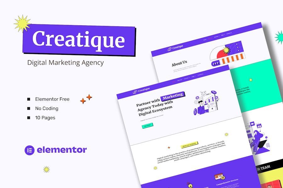 Creatique - Digital Marketing Agency Elementor Template Kit 1 Creatique - Digital Marketing Agency Elementor Template Kit