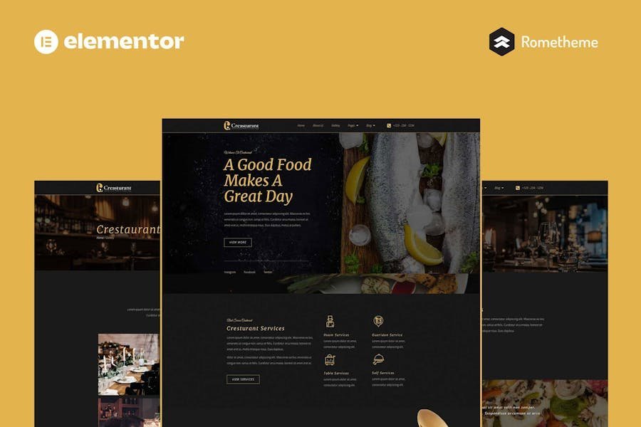 Crestaurant - Elegant Restaurant Pro Full Site Template Kit 1 Crestaurant - Elegant Restaurant Pro Full Site Template Kit