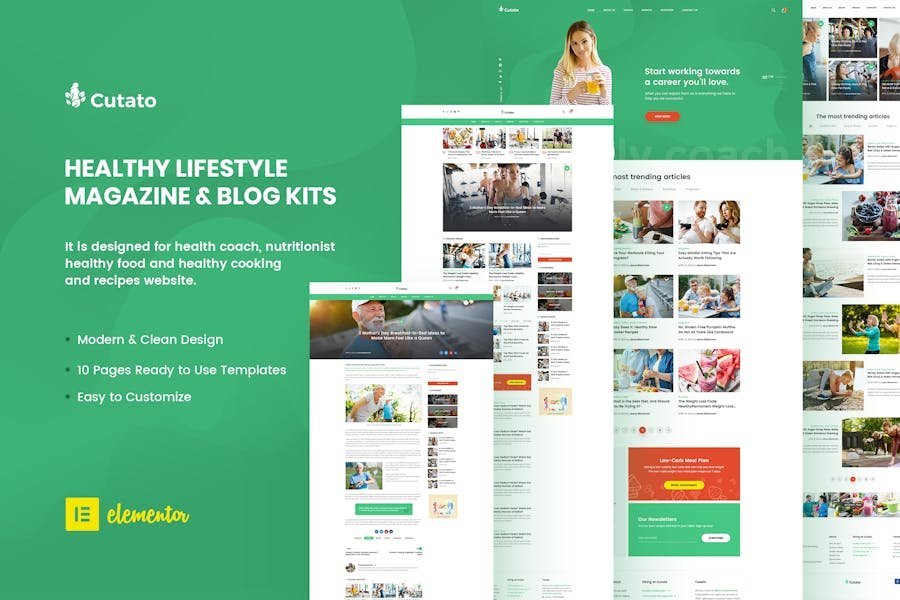 Cutato - Healthy Lifestyle Magazine & Blog Elementor Template Kit 1 Cutato - Healthy Lifestyle Magazine & Blog Elementor Template Kit