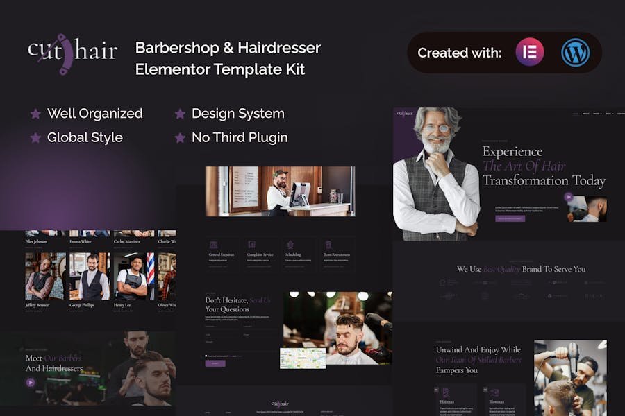Cuthair - Barbershop & Hairdresser Elementor Pro Template Kit 1 Cuthair - Barbershop & Hairdresser Elementor Pro Template Kit