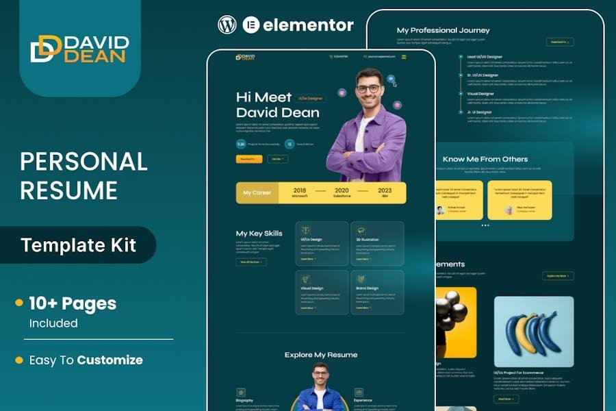DavidDean – Personal Portfolio & Resume Elementor Template Kit 1 DavidDean – Personal Portfolio & Resume Elementor Template Kit