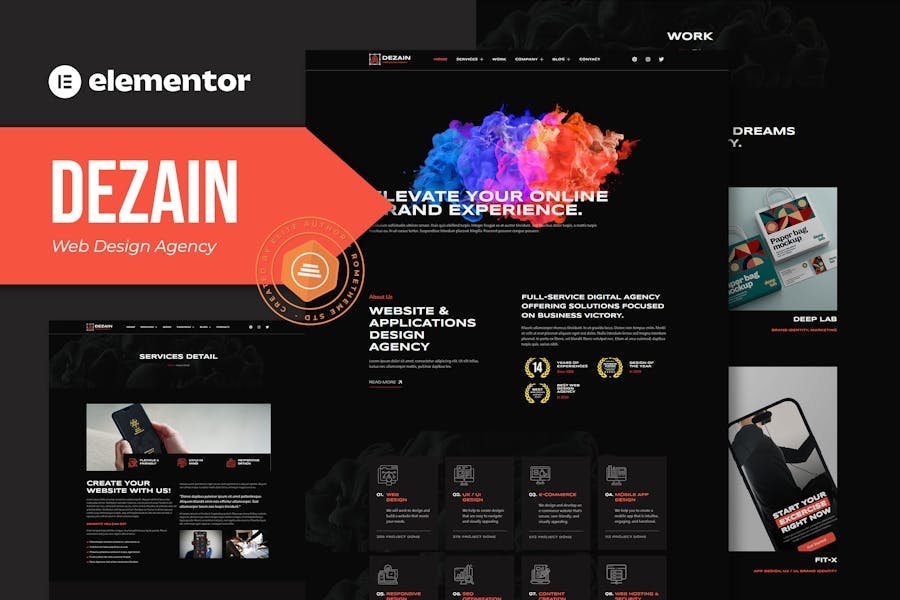 Dezain - Web Design Agency Elementor Pro Template Kit 1 Dezain - Web Design Agency Elementor Pro Template Kit