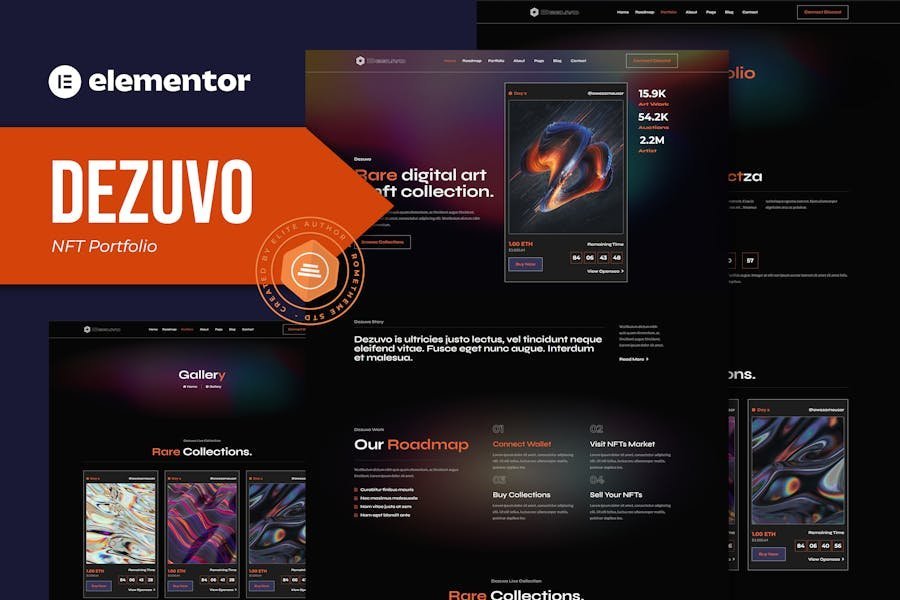 Dezuvo - NFT Portfolio Elementor Template Kit 1 Dezuvo - NFT Portfolio Elementor Template Kit