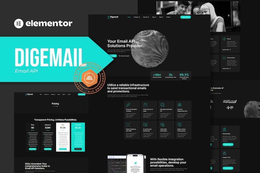 Digemail - API Solutions & Services Elementor Pro Template Kit 1 Digemail - API Solutions & Services Elementor Pro Template Kit