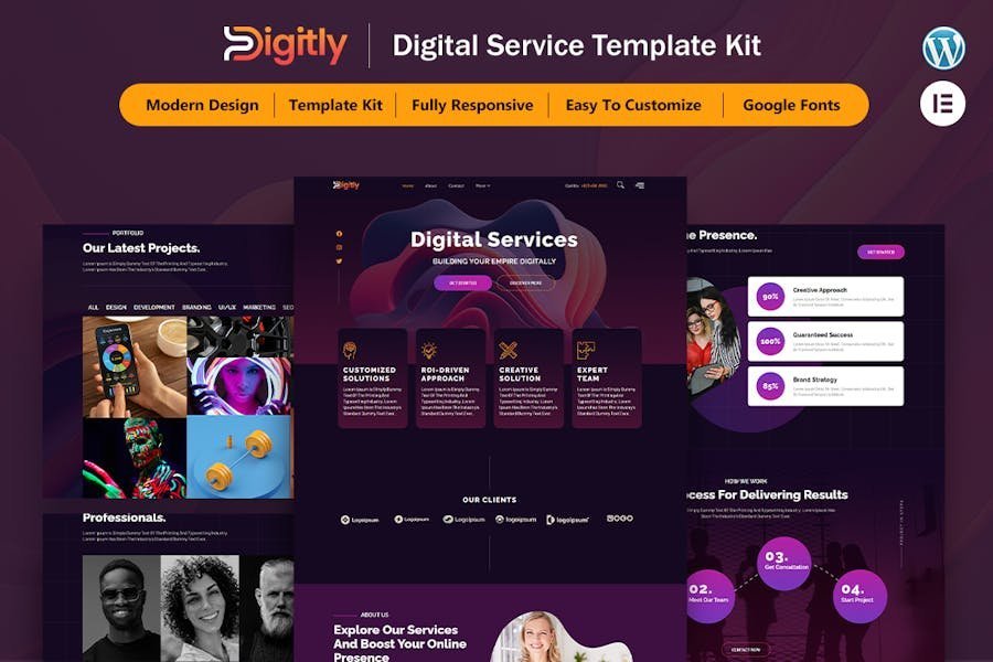 Digitly - Digital Service Agency Elementor Template Kit 1 Digitly - Digital Service Agency Elementor Template Kit