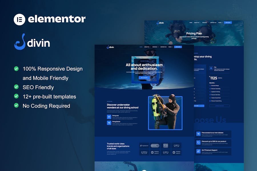 Divin - Diving Club Elementor ProTemplate Kit 1 Divin - Diving Club Elementor ProTemplate Kit
