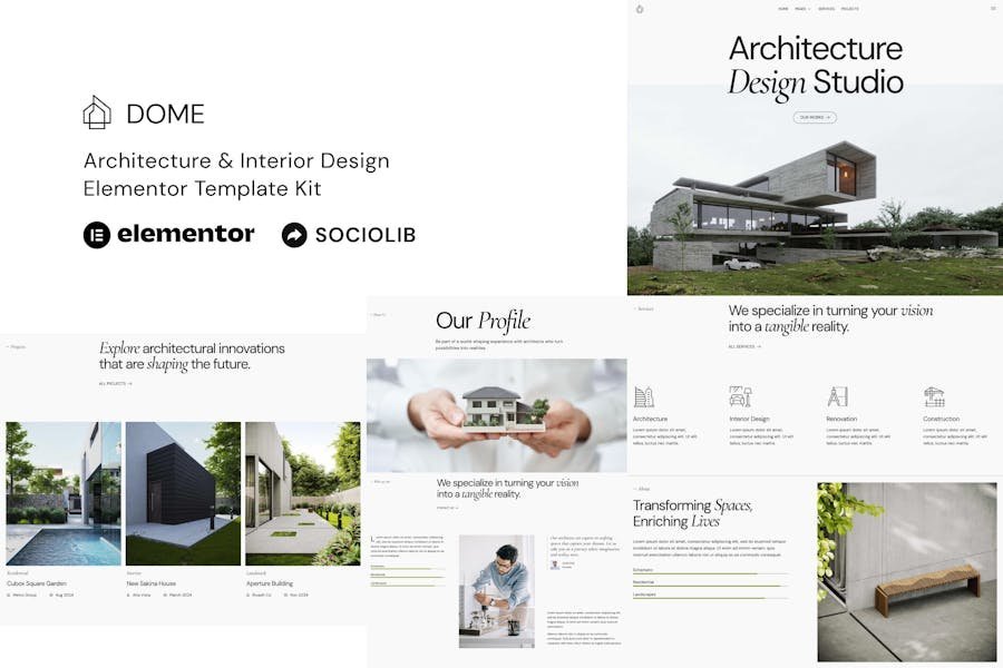 Dome - Architecture & Interior Design Elementor Template Kit 1 Dome - Architecture & Interior Design Elementor Template Kit