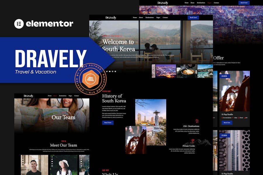Dravely - Travel & Vacation Elementor Template Kit 1 Dravely - Travel & Vacation Elementor Template Kit