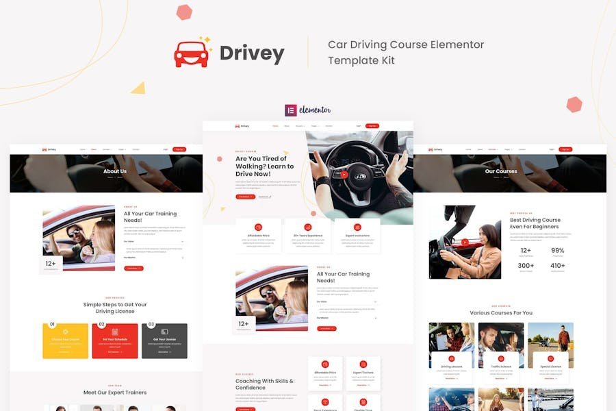 Drivey - Car Driving Course Elementor Template Kit 1 Drivey - Car Driving Course Elementor Template Kit