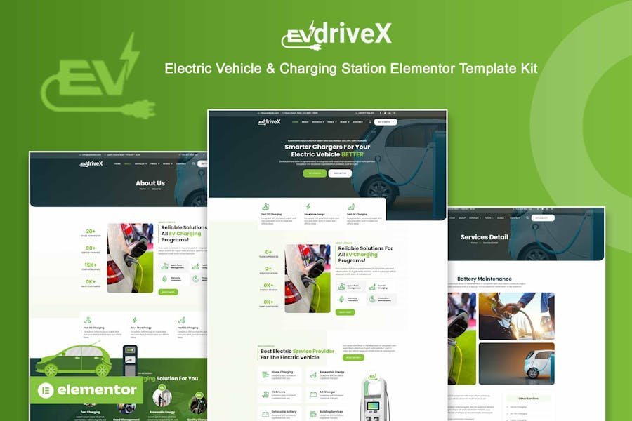 EVdriveX - Electric Vehicle & Charging Station Elementor Template Kit 1 EVdriveX - Electric Vehicle & Charging Station Elementor Template Kit