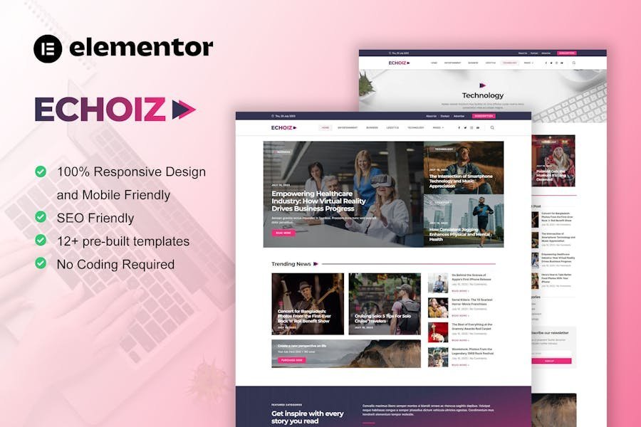 Echoiz - News & Magazine Elementor Pro Template Kit 1 Echoiz - News & Magazine Elementor Pro Template Kit