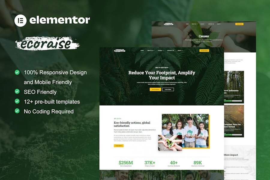 EcoRaise - Environmental Charity & Nonprofit Elementor Template Kit 1 EcoRaise - Environmental Charity & Nonprofit Elementor Template Kit