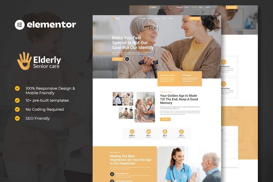 Elderly - Senior Care Services Elementor Template Kit 1 Elderly - Senior Care Services Elementor Template Kit