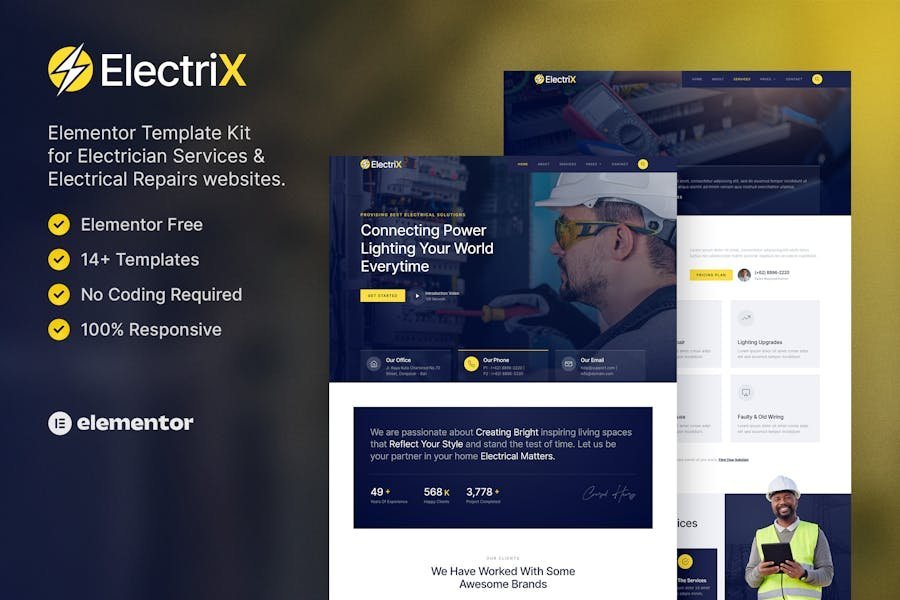 Electrix – Electrician Services & Electrical Repairs Elementor Template Kit 1 Electrix – Electrician Services & Electrical Repairs Elementor Template Kit