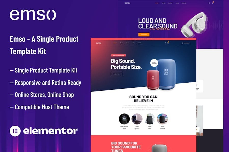 Emso - A Single Product Elementor Template Kit 1 Emso - A Single Product Elementor Template Kit