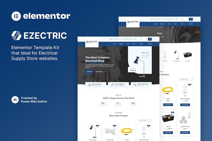 Ezectric – Electrical Supply Store Elementor Template Kit 1 Ezectric – Electrical Supply Store Elementor Template Kit