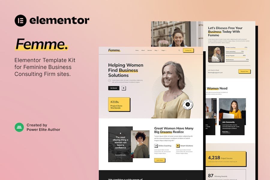 Femme – Feminine Business Consulting Elementor Template Kit 1 Femme – Feminine Business Consulting Elementor Template Kit