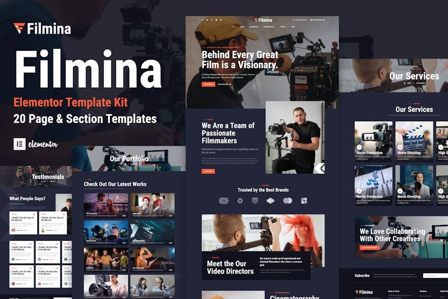 Filmina - Filmmakers & Videographer Elementor Template Kit 1 Filmina - Filmmakers & Videographer Elementor Template Kit