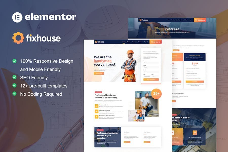 FixHouse - Handyman & Repair Service Elementor Template Kit 1 FixHouse - Handyman & Repair Service Elementor Template Kit
