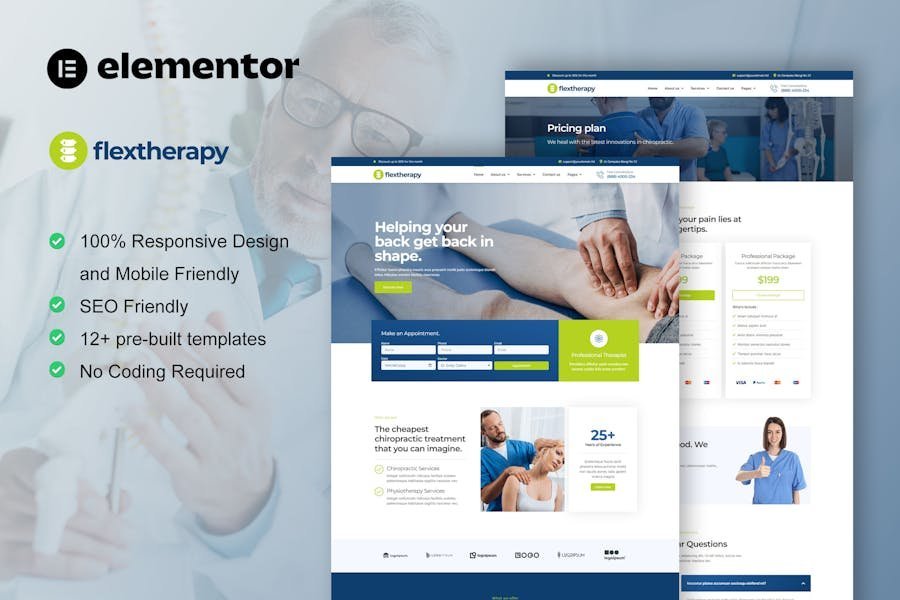 FlexTherapy - Chiropractic & Physiotherapy Elementor Template Kit 1 FlexTherapy - Chiropractic & Physiotherapy Elementor Template Kit