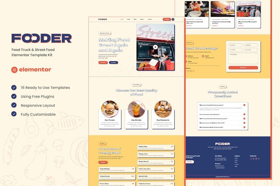 Fooder - Food Truck & Street Food Elementor Template Kit 1 Fooder - Food Truck & Street Food Elementor Template Kit