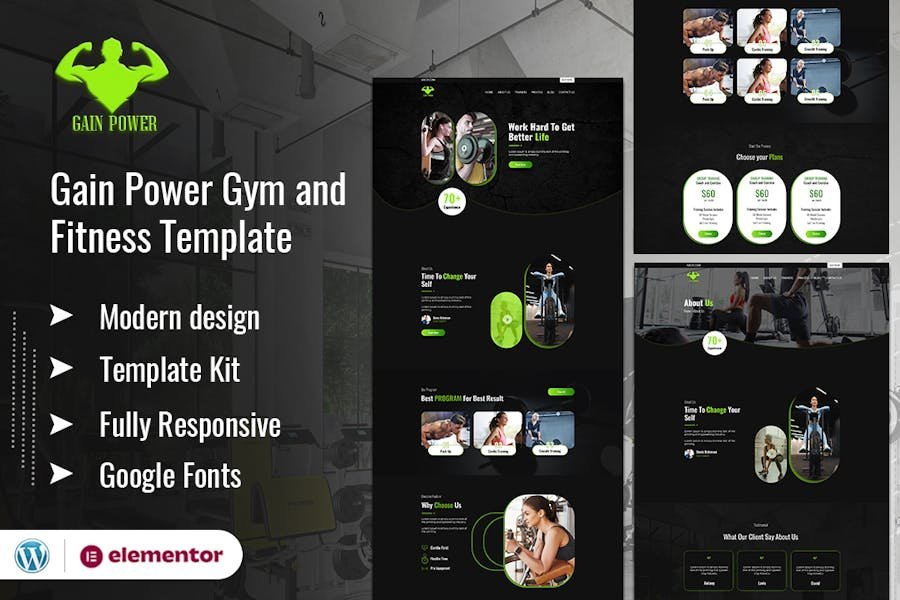 GAIN POWER - Gym & Fitness Elementor Template Kit 1 GAIN POWER - Gym & Fitness Elementor Template Kit