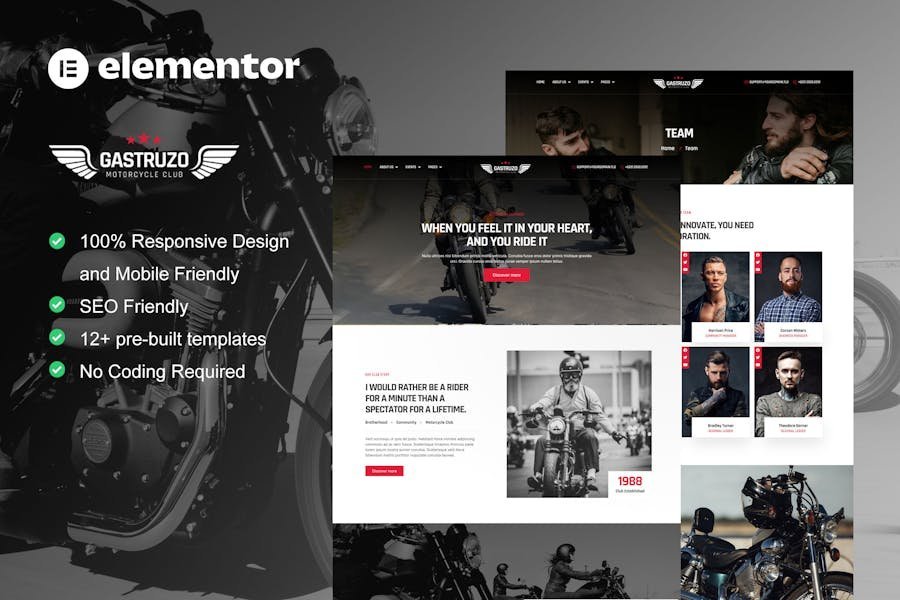 Gastruzo - Motorcycle Club Elementor Template Kit 1 Gastruzo - Motorcycle Club Elementor Template Kit