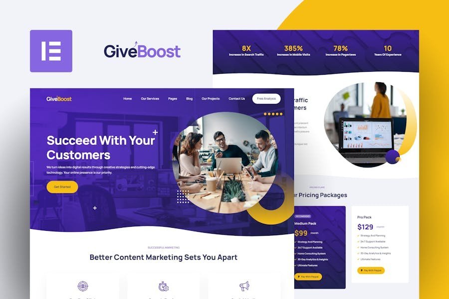 GiveBoost - Digital Marketing Agency Elementor Template Kit 1 GiveBoost - Digital Marketing Agency Elementor Template Kit