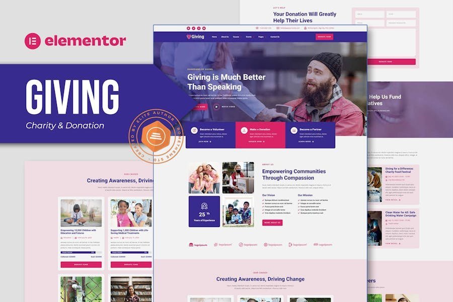 Giving - Charity & Donation Elementor Template Kit 1 Giving - Charity & Donation Elementor Template Kit