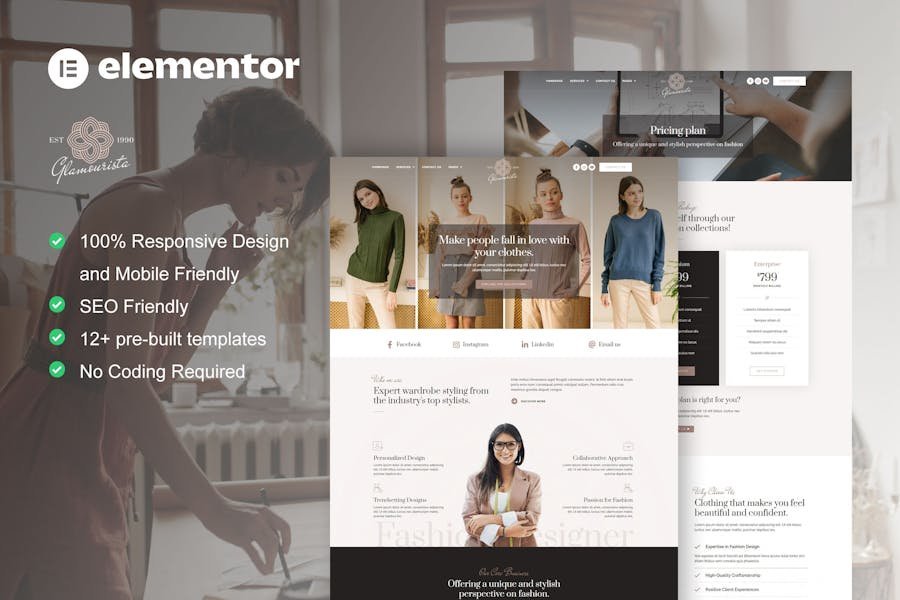 Glamourista - Fashion Designer Elementor Template Kit 1 Glamourista - Fashion Designer Elementor Template Kit