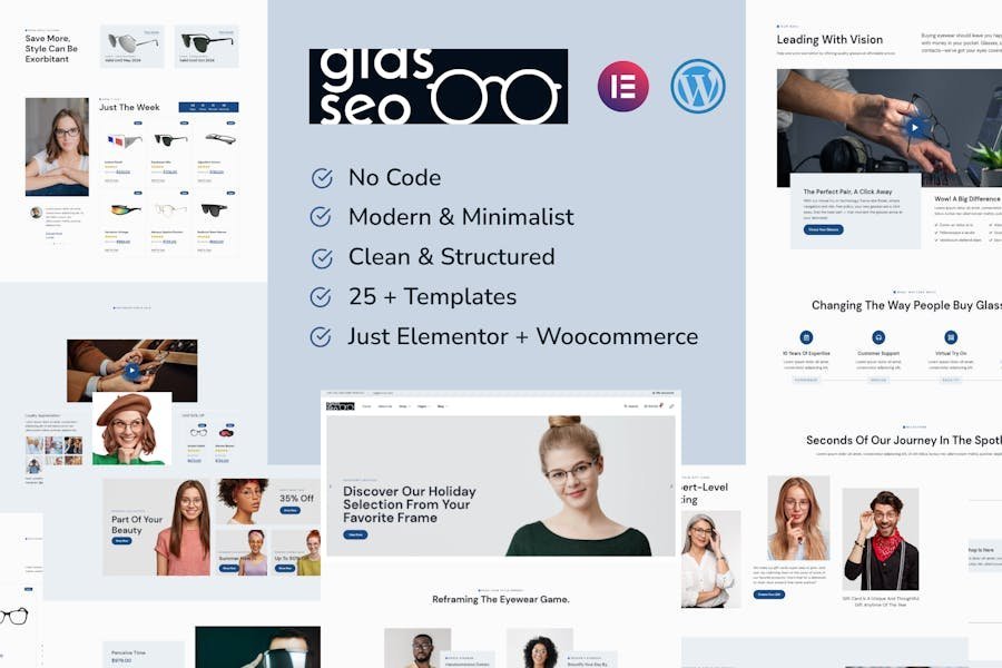Glasseo - Eyewear Store Elementor Pro Template Kit 1 Glasseo - Eyewear Store Elementor Pro Template Kit