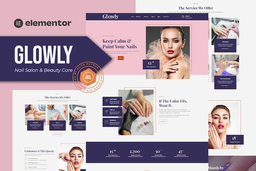 Glowly - Nail Salon & Beauty Care Elementor Template Kit 1 Glowly - Nail Salon & Beauty Care Elementor Template Kit