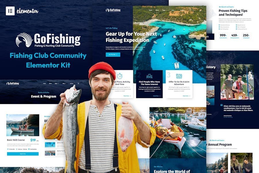 Go Fishing - Fishing Club Community Elementor Template Kit 1 Go Fishing - Fishing Club Community Elementor Template Kit