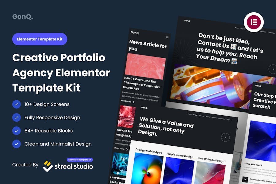 GonQ Creative Portfolio Agency Elementor Template Kit 1 GonQ Creative Portfolio Agency Elementor Template Kit